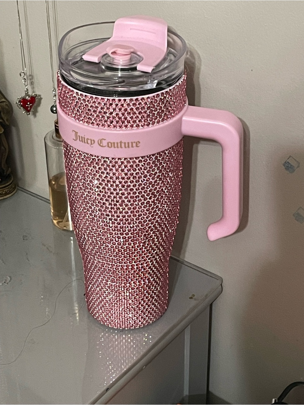 Juicy Couture Pink Bling tumbler with Handle